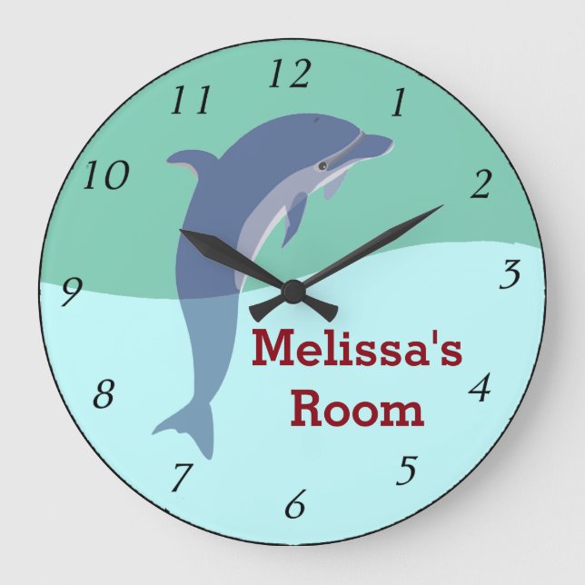 Dolphin Wall Clock - Personalisiert Große Wanduhr (Vorderseite)