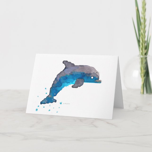 Dolphin Watercolor Grußkarte Karte (Vorderseite)