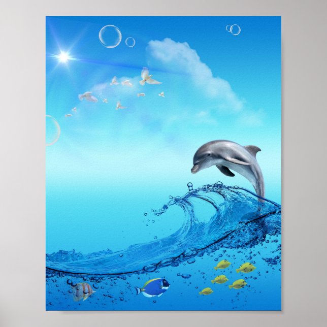Dolphin Wave Frutiger Aero Poster (Vorne)