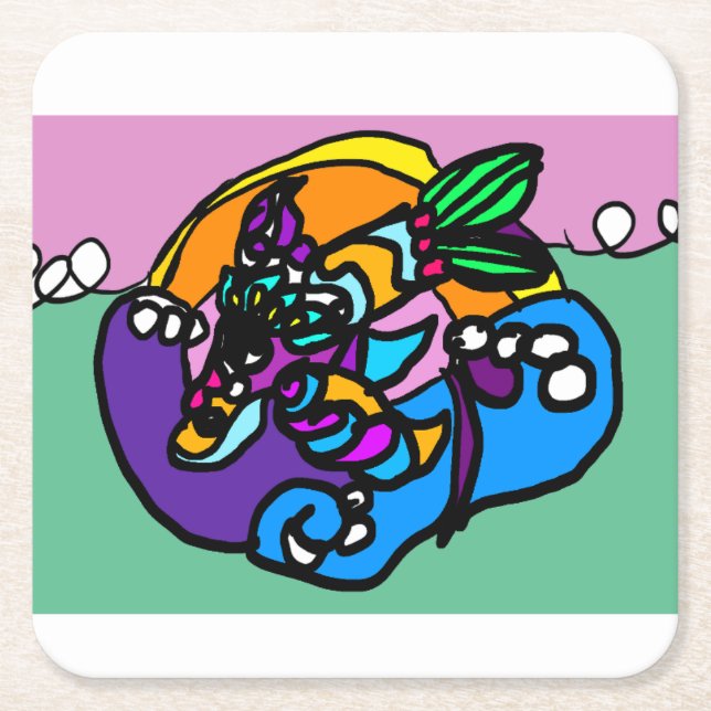 Dolphin wave  rechteckiger pappuntersetzer (Vorderseite)