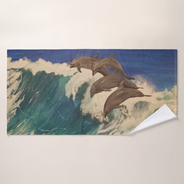 Dolphin Waves Badhandtuch Set (Badehandtuch)