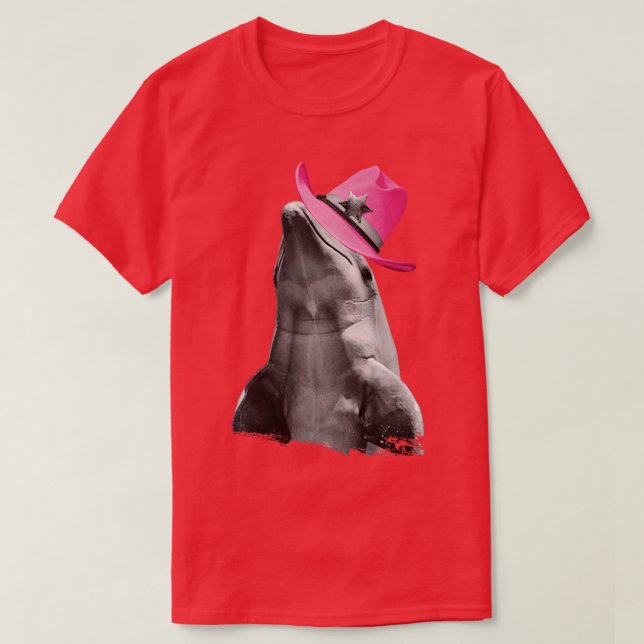 Dolphin Wear Pink Cowboy Hat Cowgirl T-Shirt (Design vorne)