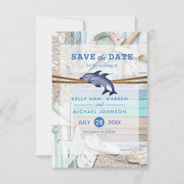 Dolphin Wedding am Strand - Save the Date (Vorderseite)