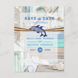 Dolphin Wedding am Strand - Save the Date Ankündigungspostkarte