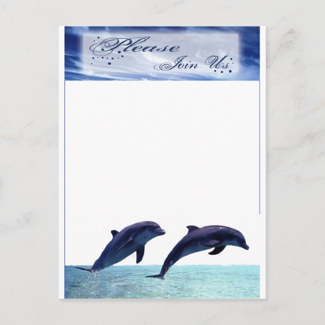 Dolphin Wedding Invitation Beach Wedding Empfang Einladungspostkarte (Vorderseite)