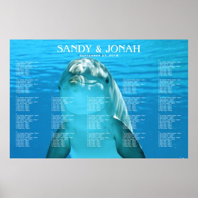 Dolphin Wedding Tropical Seating Chart Poster (Vorne)