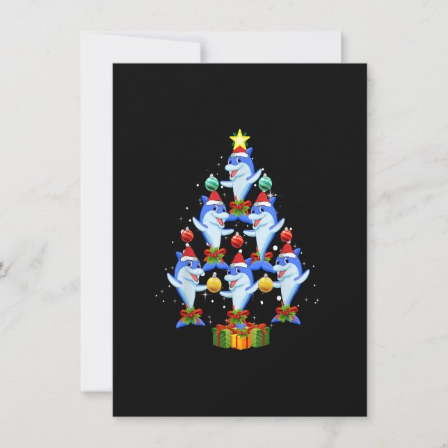 Dolphin Weihnachtsbaum Ornamente Weihnachten Einladung (Vorderseite)