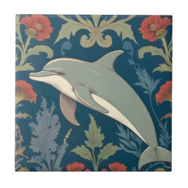 Dolphin William Morris-Stil Nautical floral Verlas Fliese