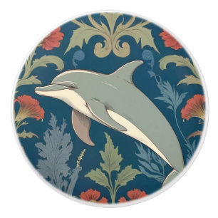 Dolphin William Morris-Stil Nautical floral Verlas Keramikknauf