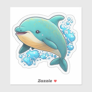 Dolphin with water bubbles cute sea animal aufkleber