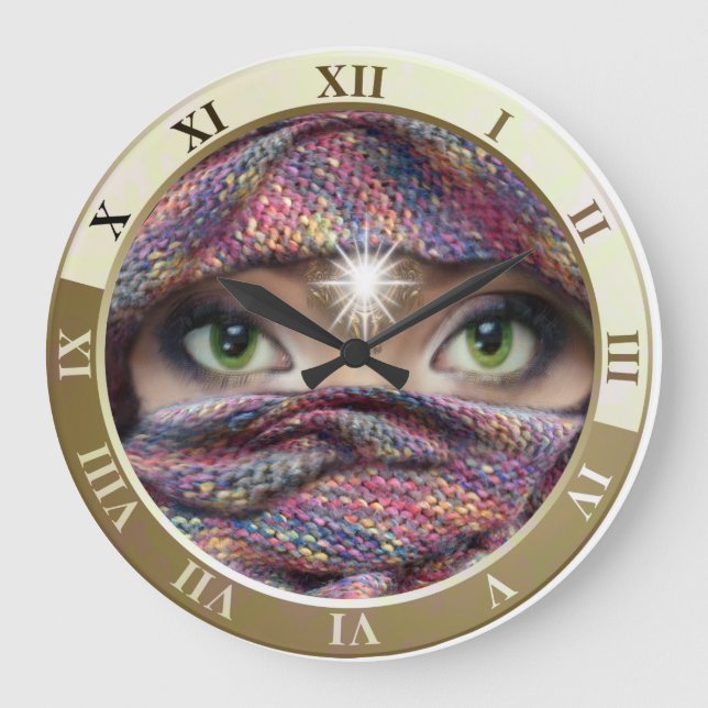 Dolphin-Zeit auf Leder Große Wanduhr (Vorderseite)