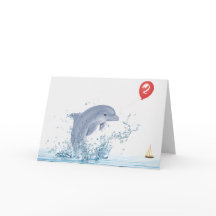 Dolphin zum 2. Geburtstag mit Rotem Ballon