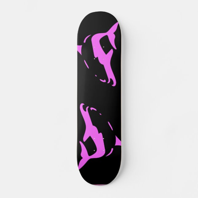 DOLPHINEN - Rosa und SCHWARZE Skateboarddecke Skateboard (Vorderseite)