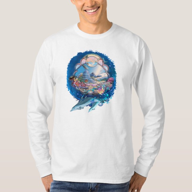 DOLPHINEN UNTER DEM STRANDSTRAND-PARTY T-Shirt (Vorderseite)