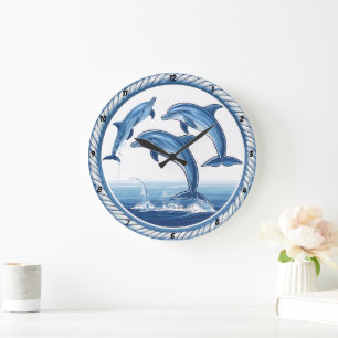 Dolphin's Embrace" - Nautical Rope Große Wanduhr