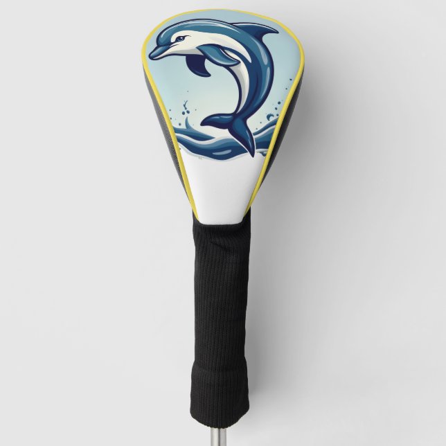 Dolphins ocean's wave luxury leather design golf headcover (Vorderseite)