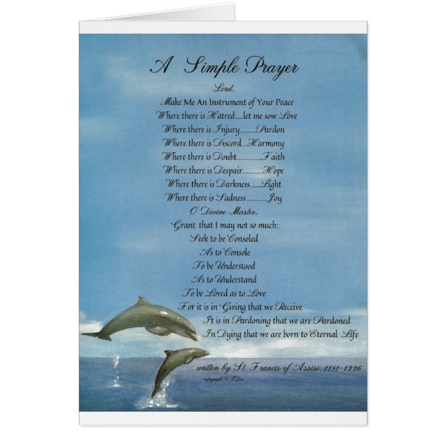 dolphins=pope francis=st francis SIMPLE PRAYER (Vorne)