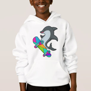 Dolpin als Skater mit Skateboard Hoodie