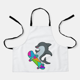 Dolpin als Skater mit Skateboard Schürze