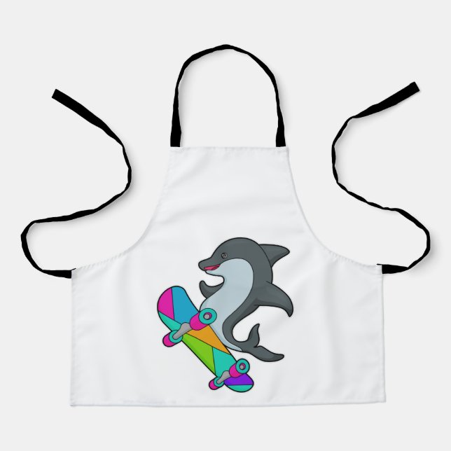 Dolpin als Skater mit Skateboard Schürze (Vorderseite)