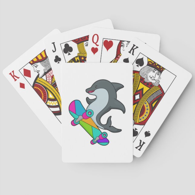 Dolpin als Skater mit Skateboard Spielkarten (Rückseite)