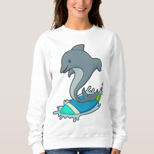 Dolpin als Surfer mit Surfboard Sweatshirt