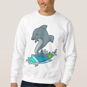 Dolpin als Surfer mit Surfboard Sweatshirt