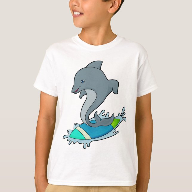 Dolpin als Surfer mit Surfboard T-Shirt (Vorderseite)