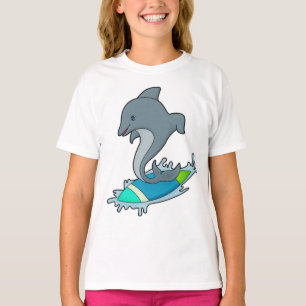 Dolpin als Surfer mit Surfboard T-Shirt