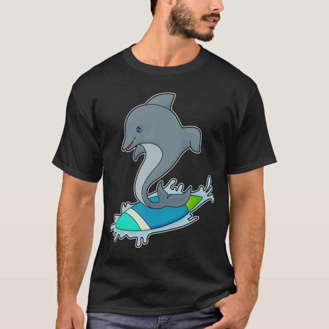 Dolpin als Surfer mit Surfboard T-Shirt (Vorderseite)