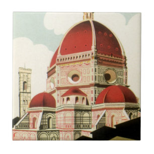 Dom in Florenz, Italien, Vintage-Reise-Kunst Fliese