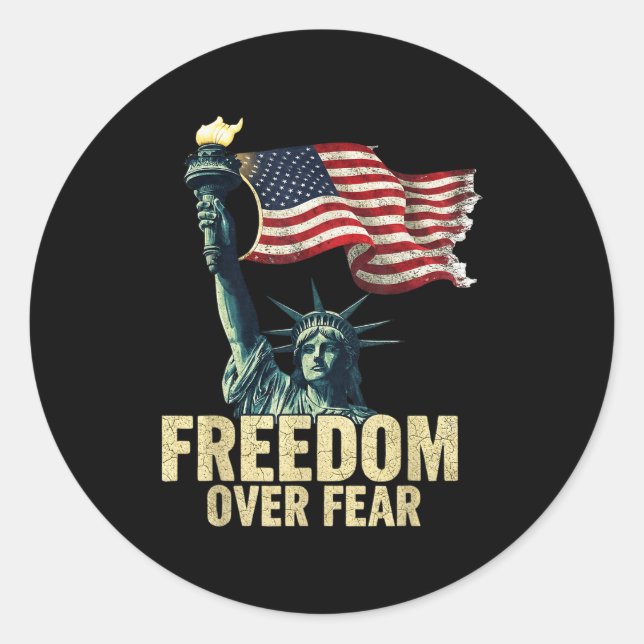 Dom Over Fear Statue Of Liberty Flag Graphic  Runder Aufkleber (Vorderseite)