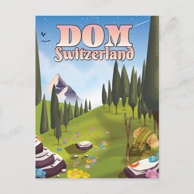 Dom Switzerland Reiseplakat Postkarte (Vorderseite)