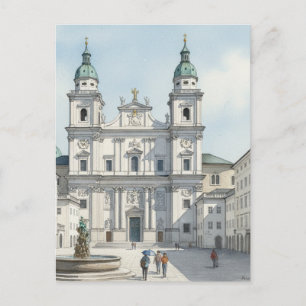 Dom und Domplatz von Salzburg Skizze Postkarte