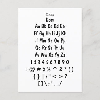 Dom - Zazzle-Schriftart-Musterblatt Postkarte
