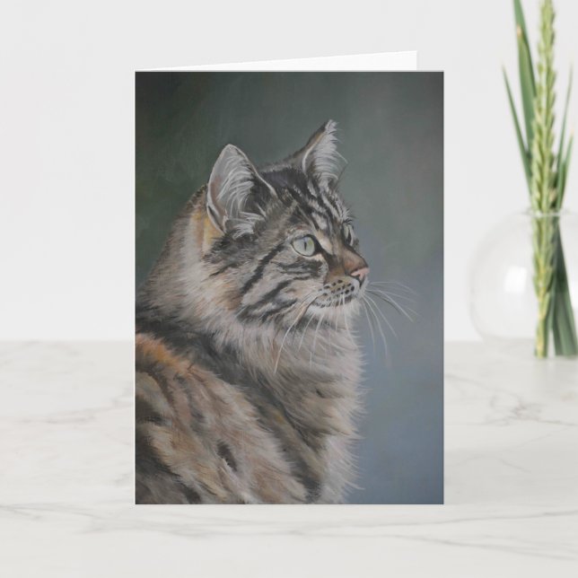 Domestic Cat Art Greeting Card Karte (Vorderseite)