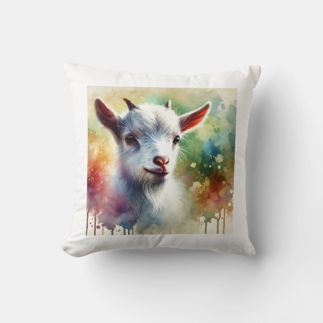 Domestic Goat 300724AREF118 - Watercolor Kissen (Vorderseite)