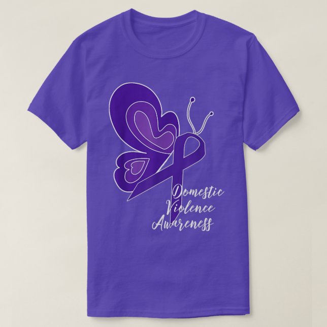 DOMESTIC VIOLENCE AWARENESS ABUSE PURPLE RIBBON BU T-Shirt (Design vorne)