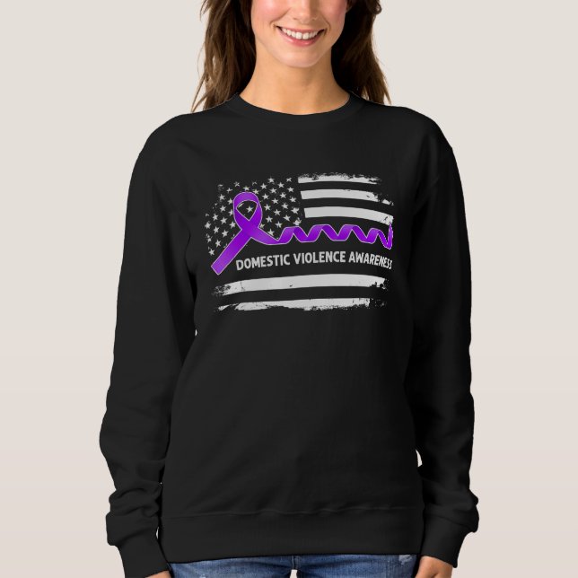 Domestic Violence Awareness American Flag   Purple Sweatshirt (Vorderseite)