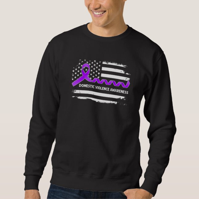 Domestic Violence Awareness American Flag  Purple  Sweatshirt (Vorderseite)
