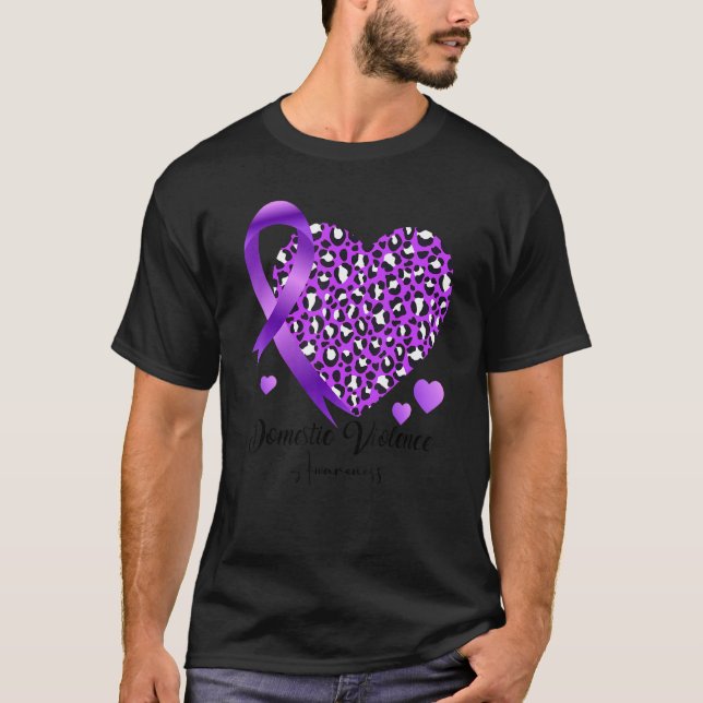 Domestic Violence Awareness Heart Leopard Purple r T-Shirt (Vorderseite)
