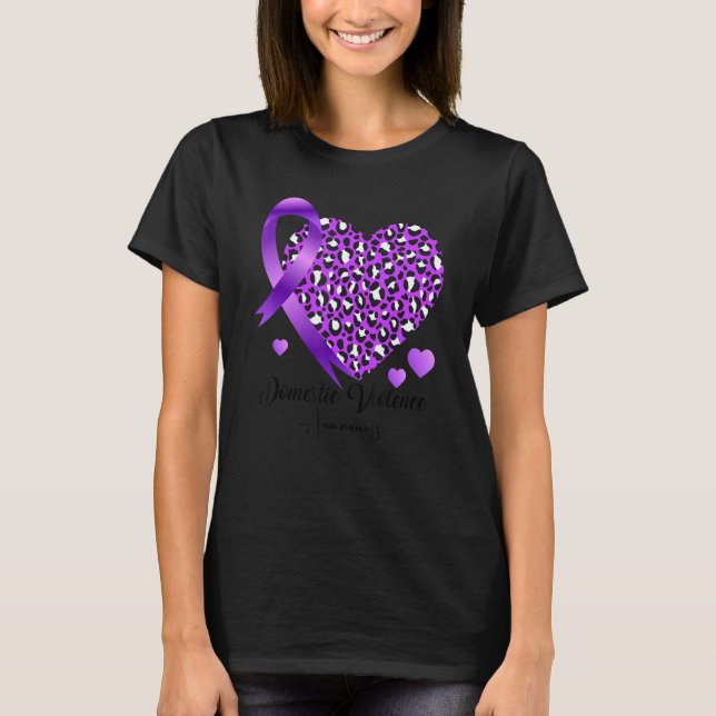 Domestic Violence Awareness Heart Leopard Purple r T-Shirt (Vorderseite)