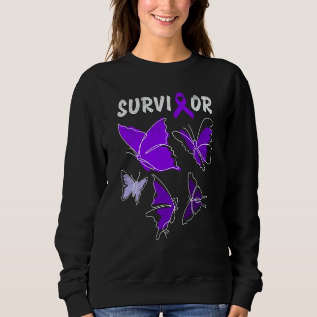 Domestic Violence Awareness purple butterflies Sur Sweatshirt (Vorderseite)
