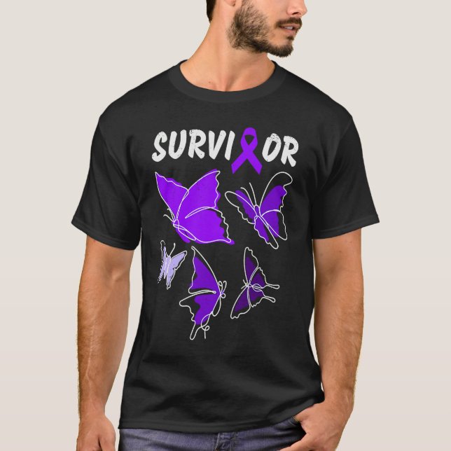 Domestic Violence Awareness purple butterflies Sur T-Shirt (Vorderseite)