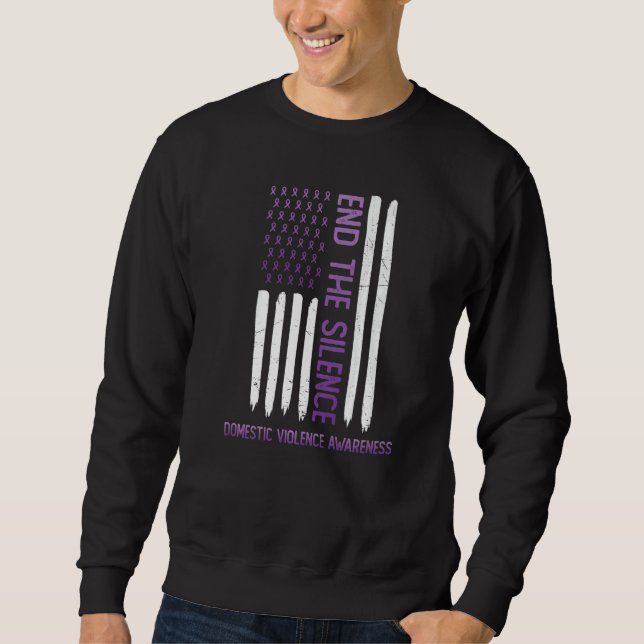 Domestic Violence Awareness Purple USA Flag End Th Sweatshirt (Vorderseite)
