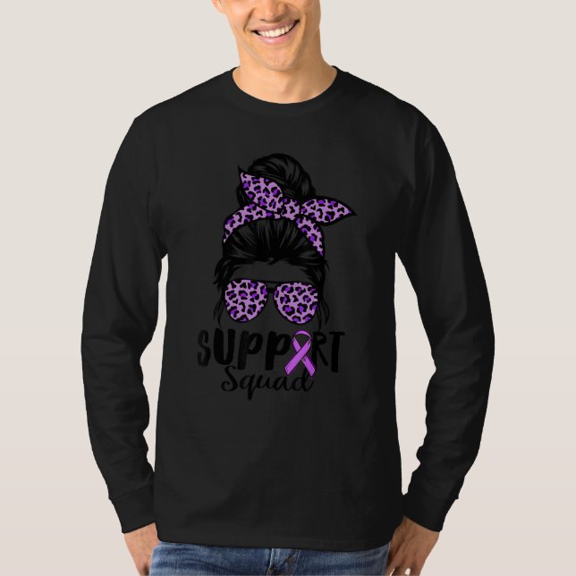 Domestic Violence Awareness Ribbon Messy Bun Suppo T-Shirt (Vorderseite)