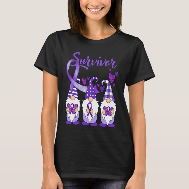 Domestic Violence Awareness Survivor purple Gnomes T-Shirt (Vorderseite)