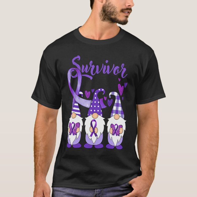 Domestic Violence Awareness Survivor purple Gnomes T-Shirt (Vorderseite)