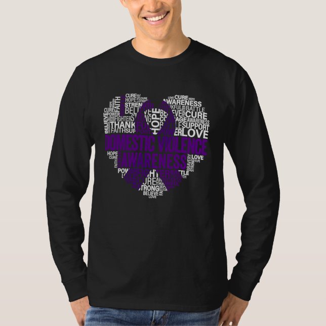 Domestic Violence Purple Ribbon Awareness Support T-Shirt (Vorderseite)