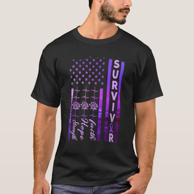 Domestic Violence Strong Survivor Purple American  T-Shirt (Vorderseite)